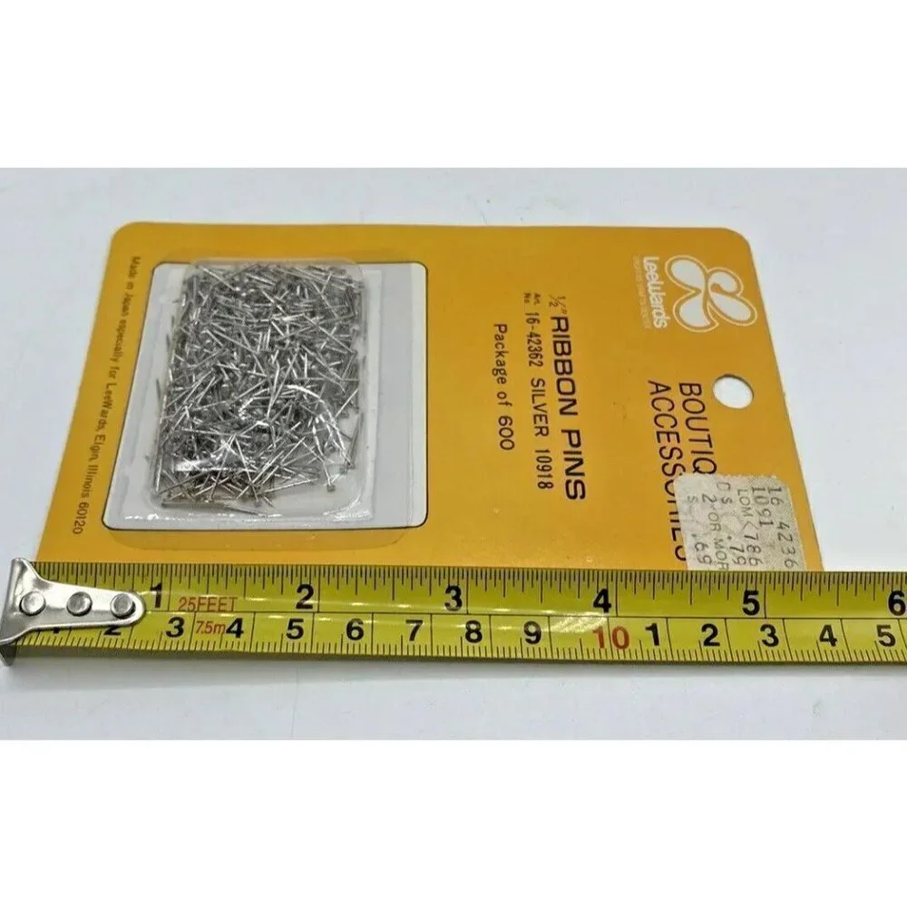 Lee Wards New NOS Vintage 1/2 Inch Ribbon Pins Pkg 600 Silver Tone 10918 Japan